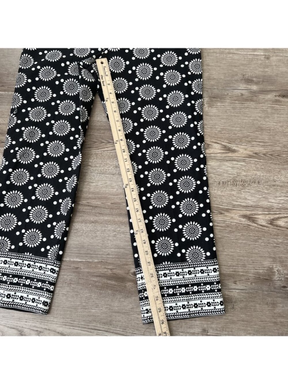 Boden Thea Linen Blend Trouser Womens 4‎ Petite Black Pattern Ankle Crop - Picture 6 of 16